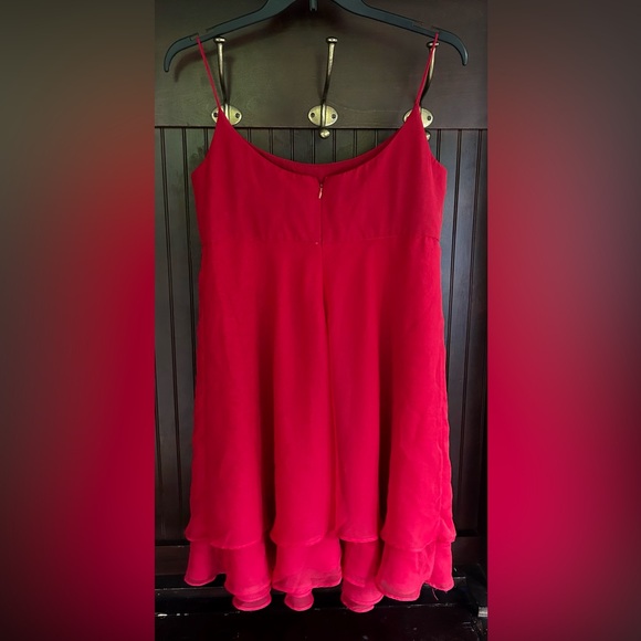 Y2K LORI ANN MONTREAL Babydoll Cherry Red Spaghetti Strap Tiered Slip Dress Sz L - Picture 11 of 15